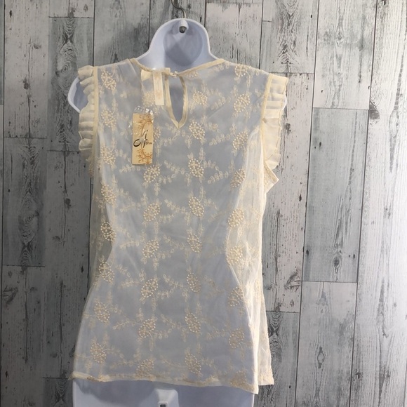 Adiva Sheer Lace Ruffled Top NWT Medium - Picture 5 of 10